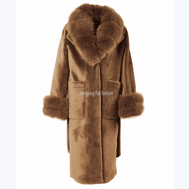 Женское модное бутиковое пальто из искусственной овечьей шерсти с большим