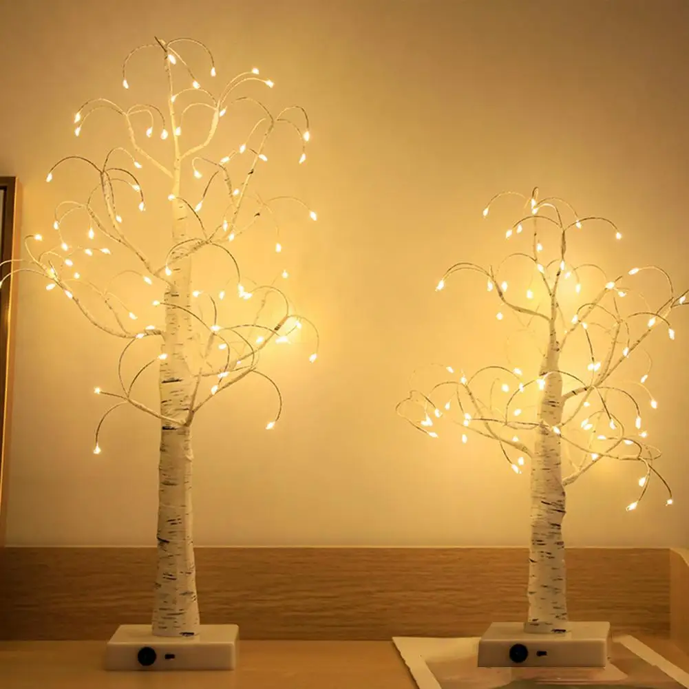 

Привлекательная отличная Рождественская елка из березы, светодиодное освещение, Декор без запаха, лампа на елку, реалистичный ищет в спальн...