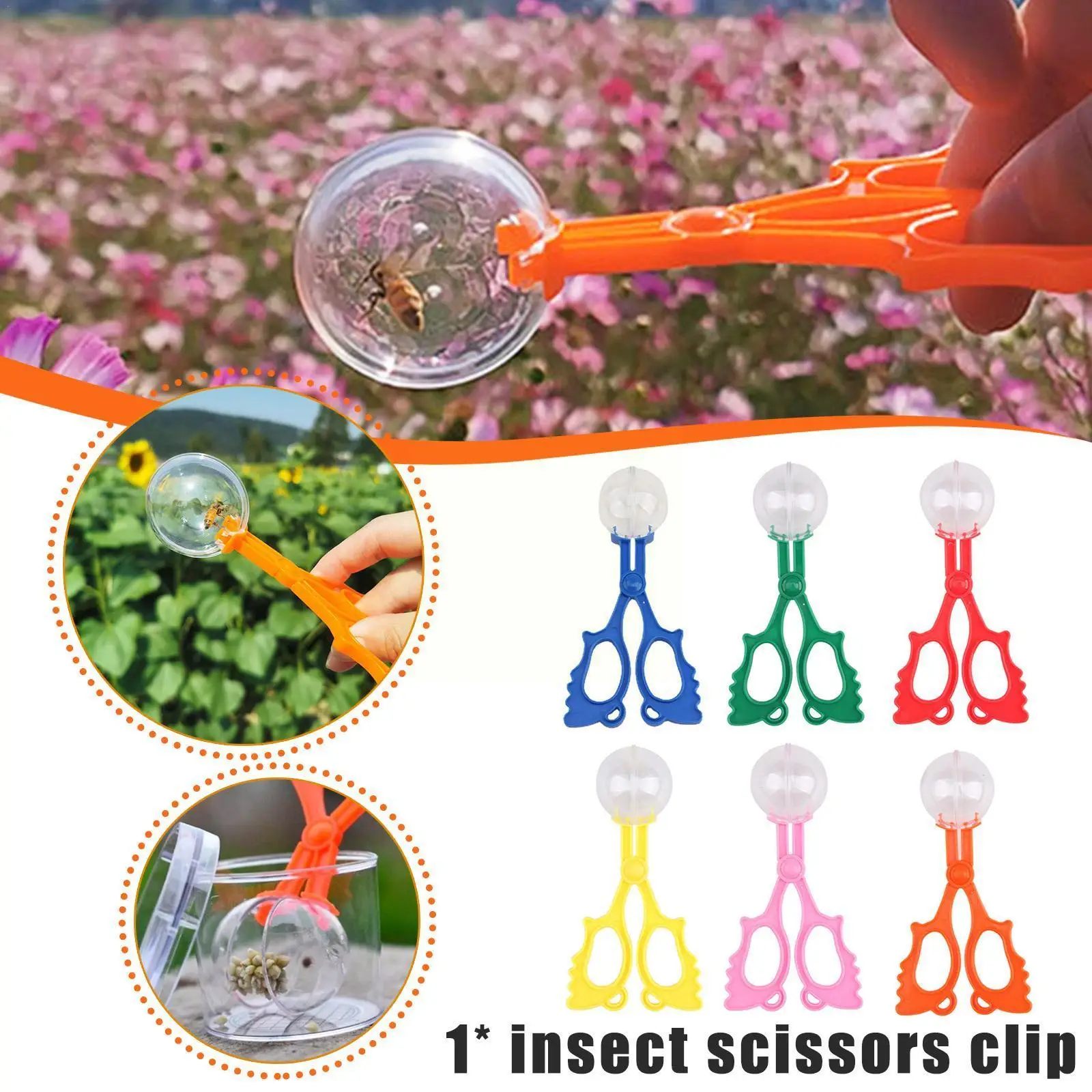 1PC Colorful Insect Catcher Handy Scoopers Plastic Bug Catcher Insects Scissors Outdoor Toys For Kids Children U8R3