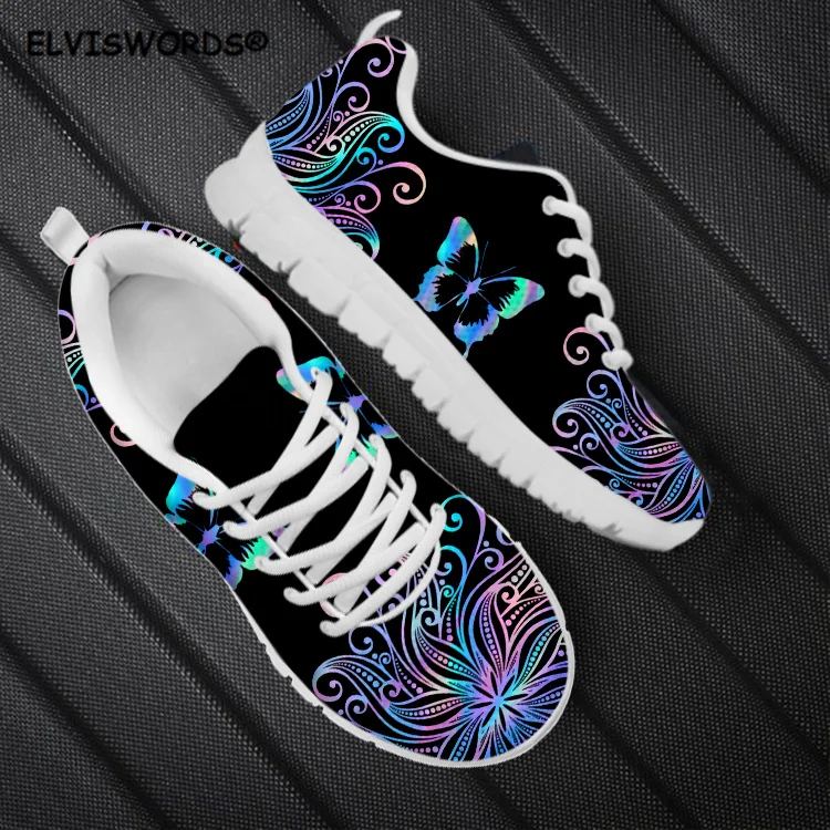 

Женские кроссовки ELVISWORDS с индивидуальным дизайном СДВГ, Легкая удобная прогулочная обувь для женщин, обувь на плоской подошве со шнуровкой