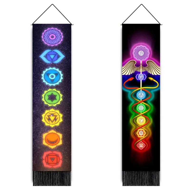 

Multicolor Star Yoga Meditation Scroll Hanging Painting Home Décor Yoga Tassel Wall Painting