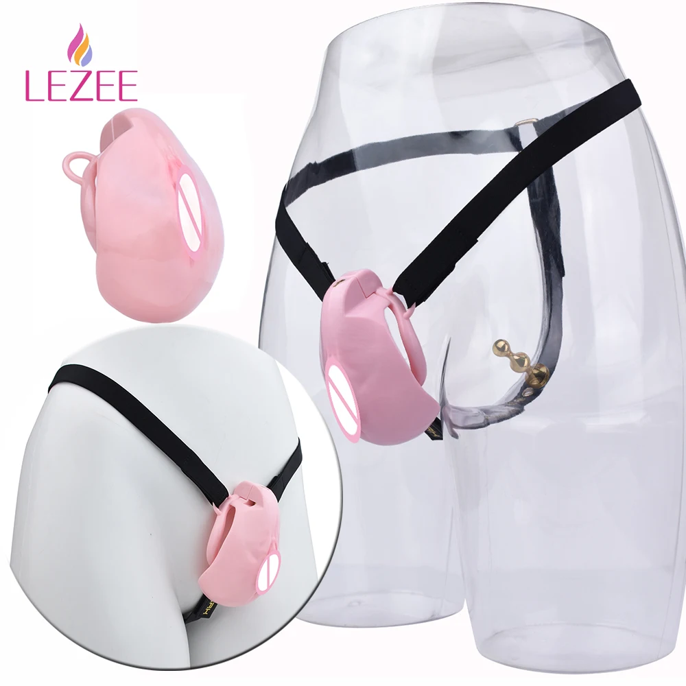 LEZEE Мужская клетка целомудрия Уретральное отверстие с металлической анальной