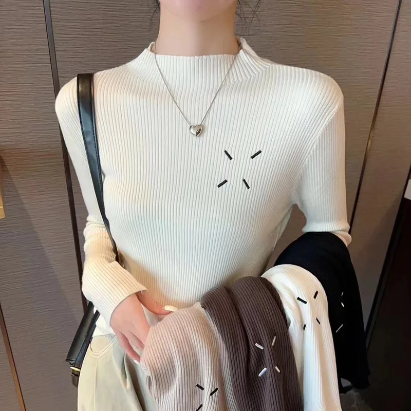 

Autumn And Winter New Solid Color Base Shirt Thick Sweater Women Slim Slim Half Turtleneck Pullover Sweater Long-Sleeved Blouse