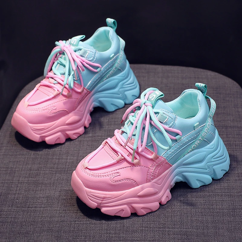 

Mixed Color Platform Sneakers for Women Fashion Spring Platform Sports Shoes Woman Street Non-slip Chunky Trainers