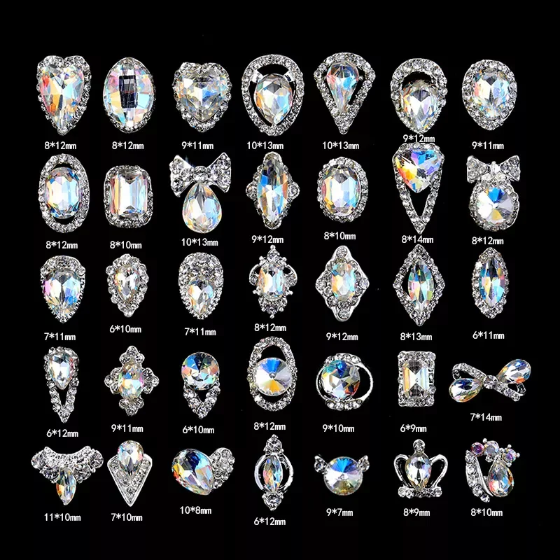 

2022New pieces colorful rhinestone nail art decoration gold gemstone nail rhinestone nail decoration moon star shaped jewelry de