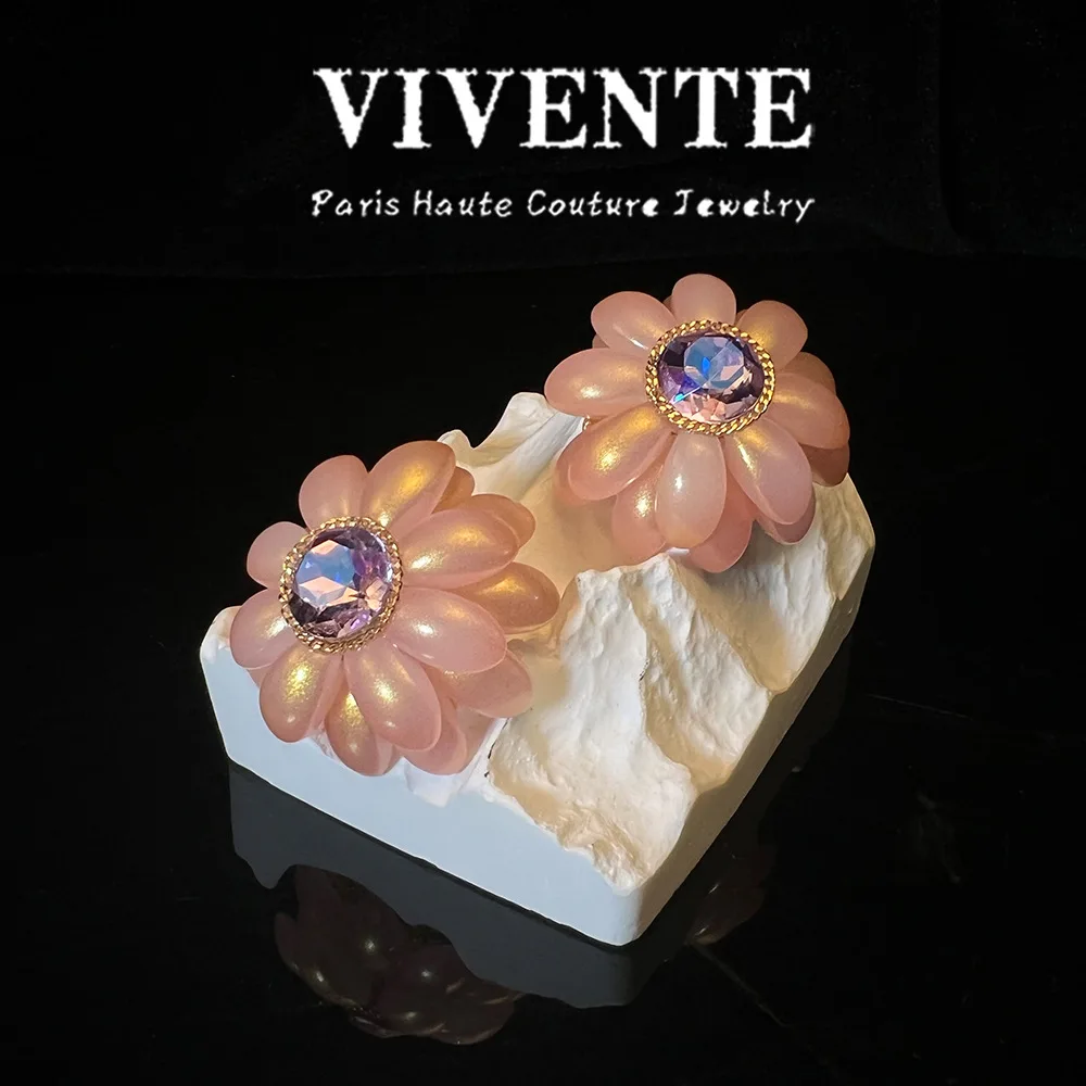 

New Women's Earrings, Glazed Flower Earrings, Vintage, Vintage Palace Style, Advanced Temperament, French Gem Earrings