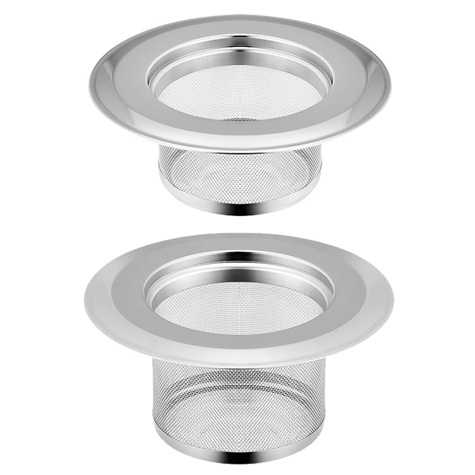 

2pcs Strainer Protective Bathroom Kitchen Stainless Steel Sink Drain Filter Mesh Easy Install Home Hotel Sliver Hair Catcher