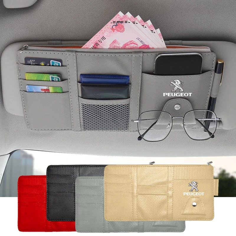 

Car Sunshade Storage Bag Auto Sun Visor Storage Pouch for Peugeot 206 308 307 207 208 407 408 508 RCZ 3008 2008 607 107 108 BB1