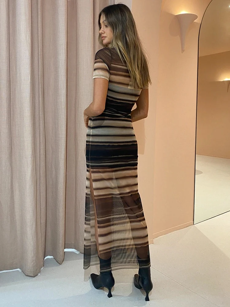 Женское Прозрачное платье Fantoye с круглым вырезом комплект из двух предметов