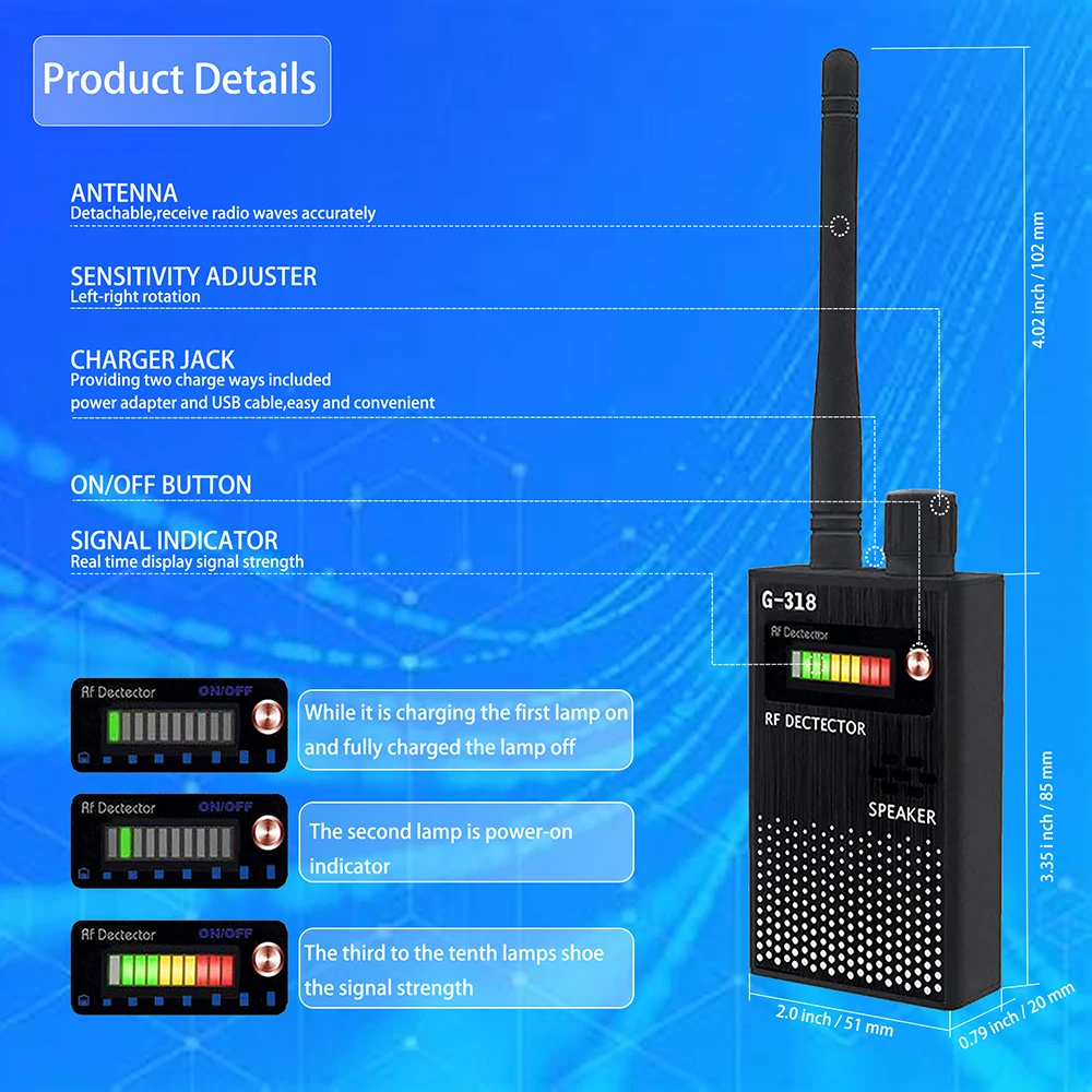 Фото G318 детекторы подслушивания GSM устройство антишпион скрытая камера Finder ошибка беспроводной мониторинг радиочастотного сигнала GPS трекер сканер №2