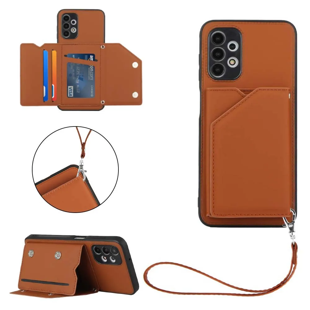 

10pcs Women Case Leather Wallet Case card holder stand with strap for Samsung Galaxy A13 A33 A53 S22 Ultra Plus S21 FE Note 20