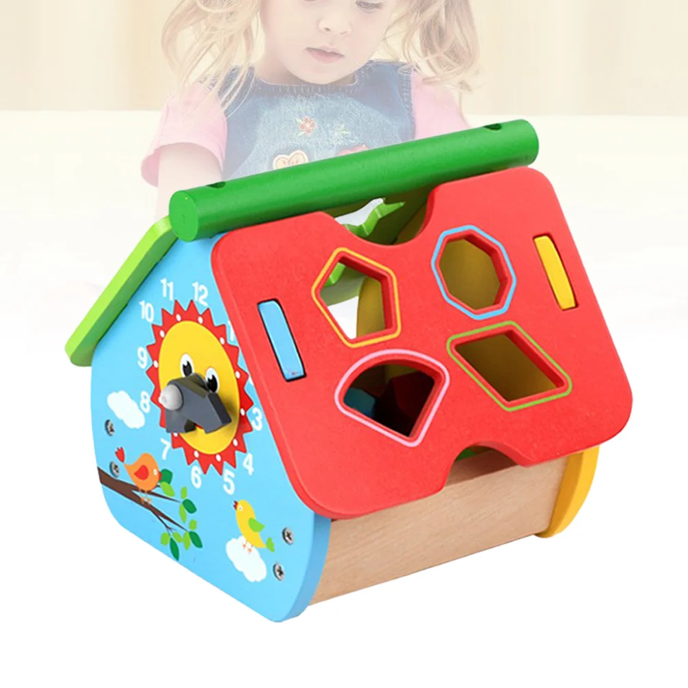 

Wooden Paired Building Blocks Cognitive Early Educational Digital Clock Disassembly House Set for Children Kids