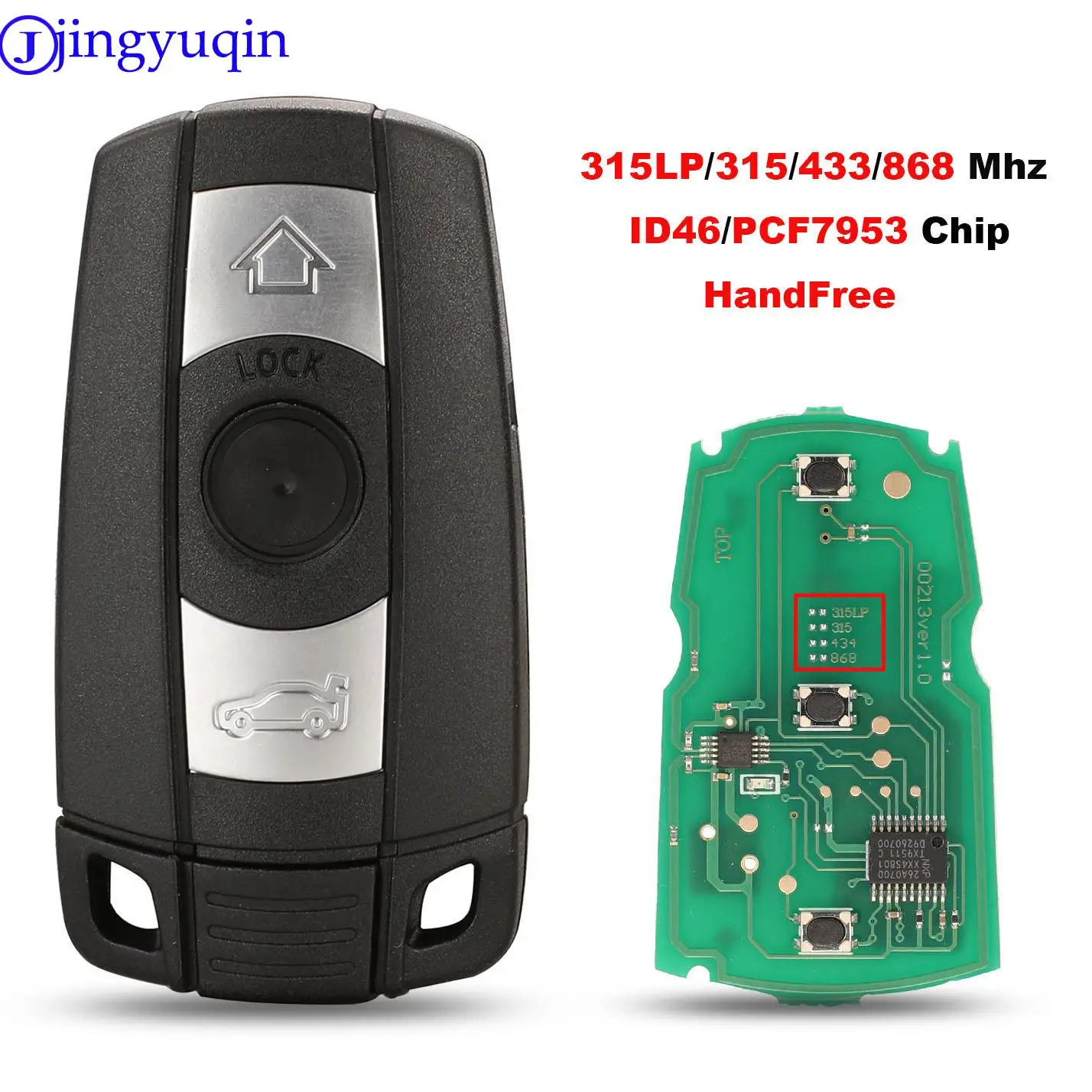 jingyuqin 3 Buttons Remote Car Key 315LP/315/433/868 MHZ CAS3 CAS5 For BMW 3 5 Series X5 X6 Z4 Smart Key Control Handfree