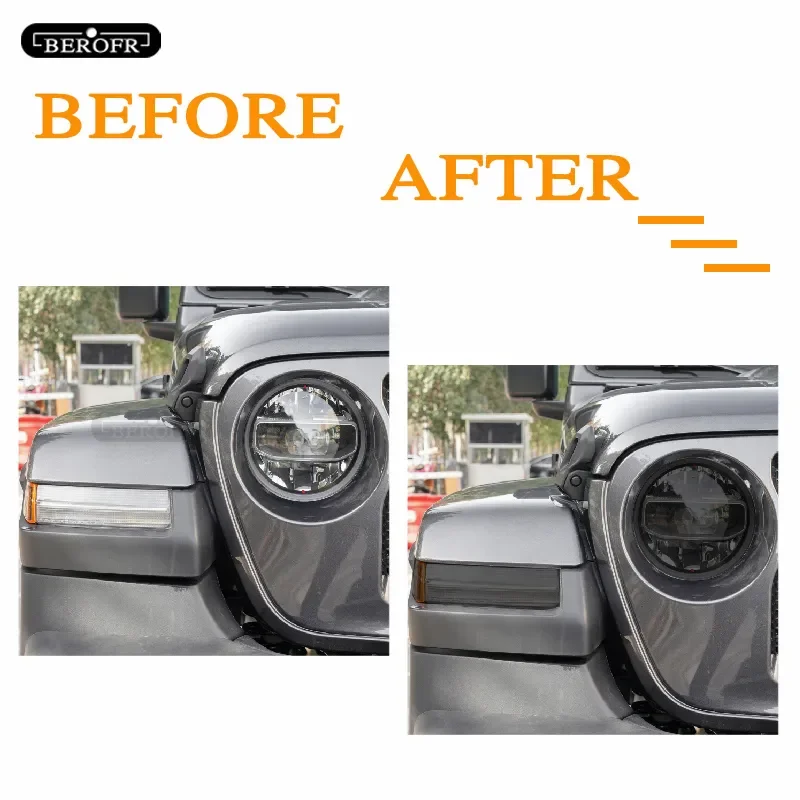 Защитная затеняющая пленка для автомобильных фар Jeep Wrangler JL 2019 2020 дымчато-черная