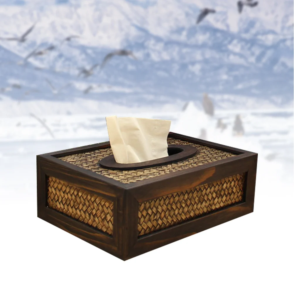 

1pcs Wooden Tissue Box Decorative Vintage Tissue Paper Napkin Holder Container for Home Office Hotel
