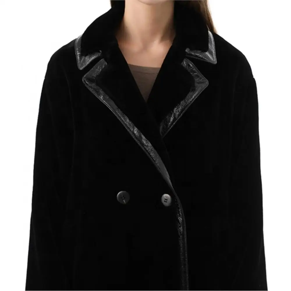 Women Winter Warm Real Fur Jacket Luxury double-breasted Lapel Long Real Fur Coat Leisure Soft Coats Woman Winter 2022