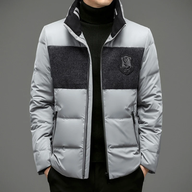 

Пуховик мужской зимний с вышивкой, 90% пуха белой утки