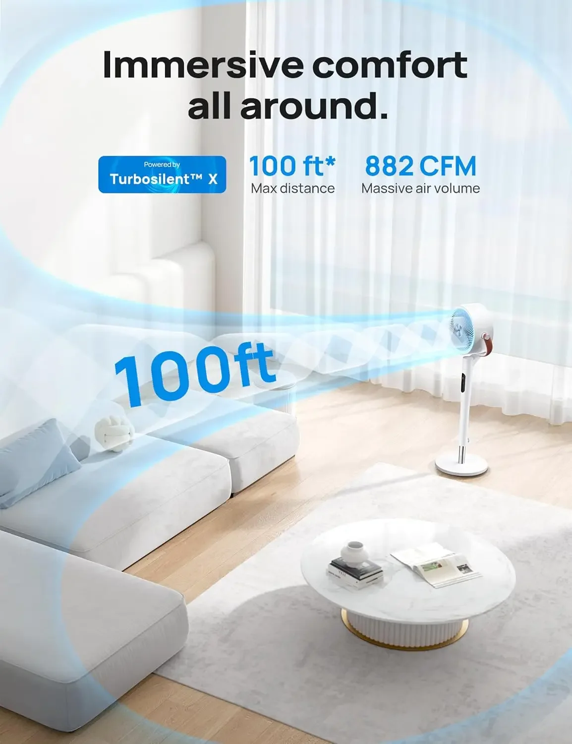 Вентилятор-подставка с дистанционным управлением PolyFan 513S 43 дюйма бесшумный