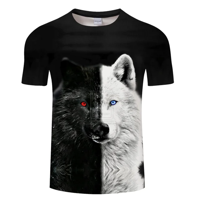 

2023 Man T-shirts new Cool Animal Black T-shirt 3D Cool Wolf Print Short Sleeve Fashion Unisex Summer Clothing Top