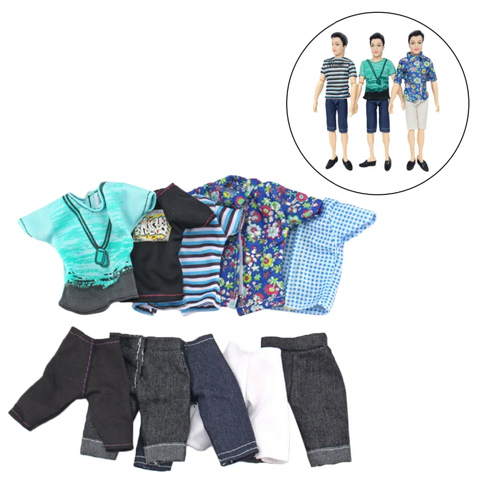 

Besegad 5 Sets Mini Men Doll Casual Wear Doll Clothes Tops T-Shirt Jacket Pants Outfits Accessories for Barbie Ken Doll Play Toy