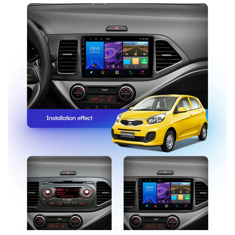Мультимедийная магнитола JIULUNET для KIA Morning 2 2DIN Android 11 9 дюймов 4G Carplay DSP RDS 2011-2016 -