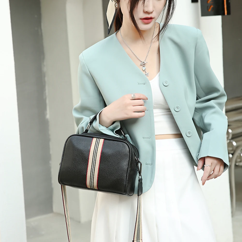 

Сумка через плечо из искусственной кожи в стиле ретро, Модный мессенджер на молнии, винтажный широкий ремешок, с несколькими карманами, для ...