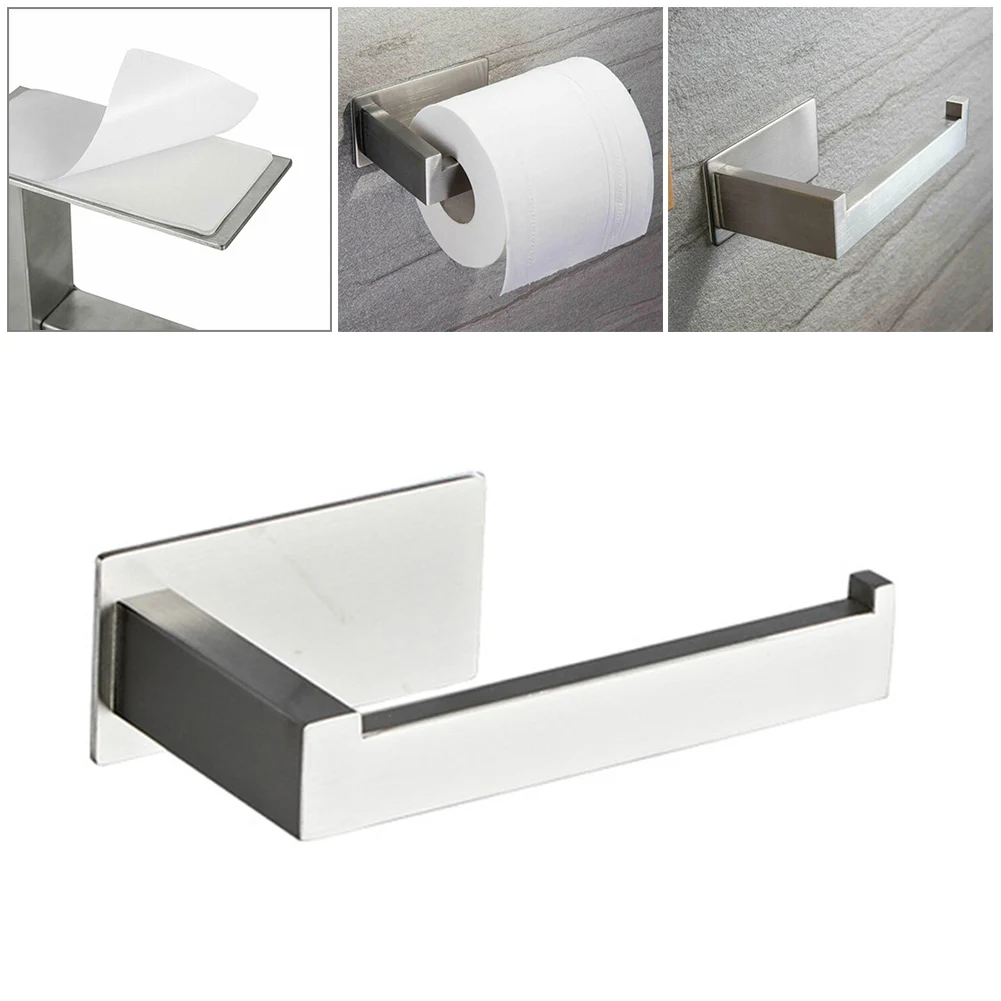 

Wall Mounted Paper Towel Holder 304 Stainless Steel Toilet Roll Paper Holder Strong Adhesive Stick Bathroom Accessories