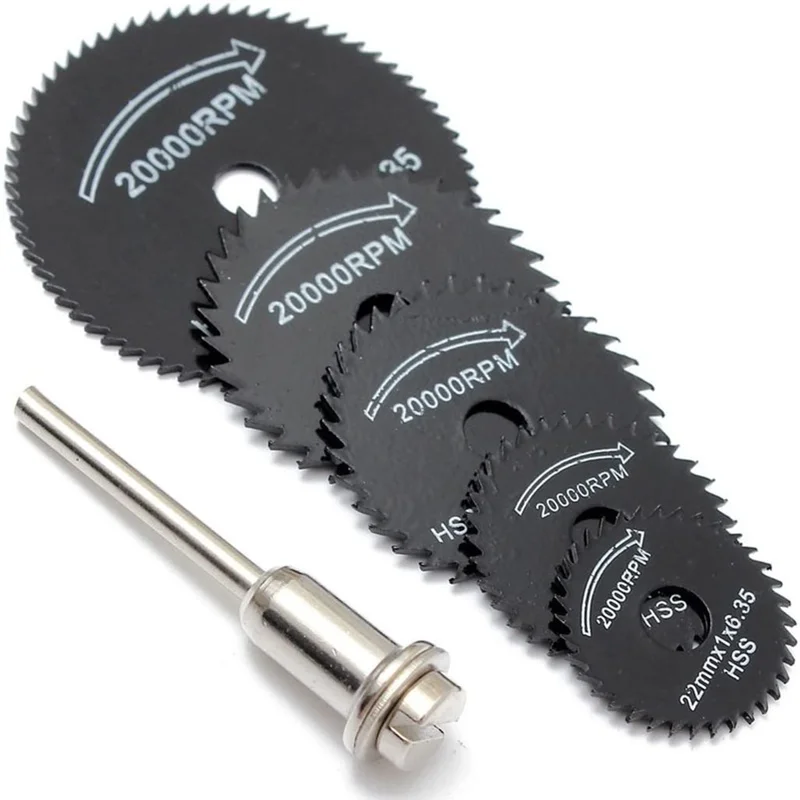 6pcs Mini Circular Saw Blade Set HSS Cutting Disc Rotary Tool Accessories For Dremel Compatible Wood Plastic Aluminum Cutting