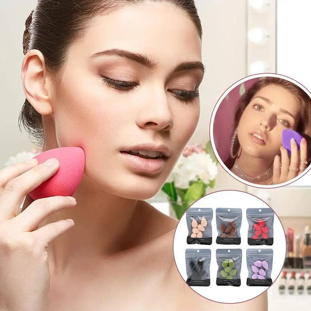 

6pcs/set Mini Makeup Sponge Water Drop Shaped BB CC Cream Cosmetic Puff Wet And Dry Concealer Powder Puff Beauty Make Up Tools