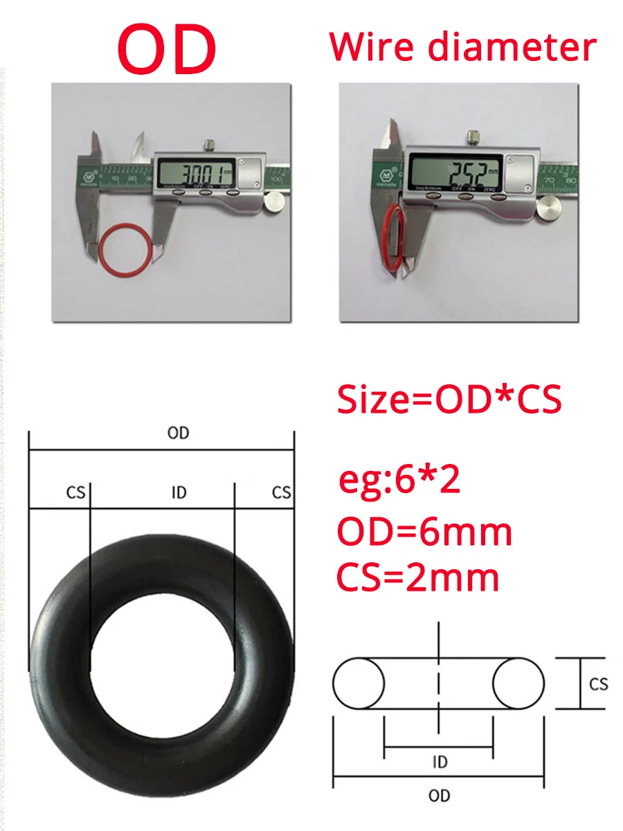 VMQ O Ring Seal Gasket Thickness CS 1/1.5/2/2.4/3.1mm Silicone Rubber Insulated Waterproof Washer Round Shape Nontoxi Red Kit |