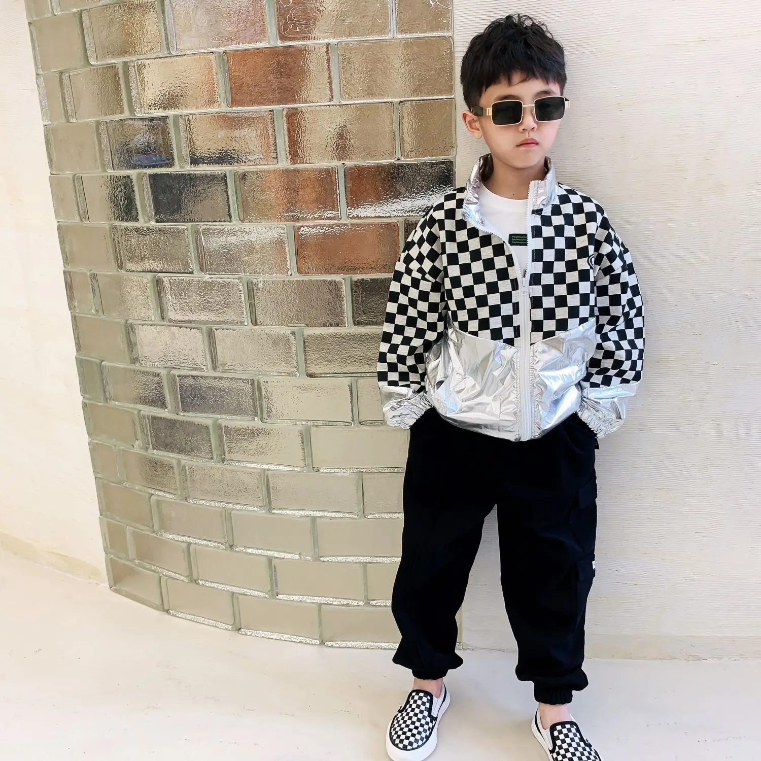 

Spring and Autumn New Design Boutique Boy Plaid Color Contrast Coat Children's Casual Comfortable High Quality Clothing