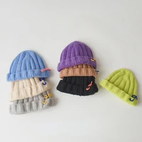 children hat boys autumn and winter new pin knit hat girls woolen hat ins wind solid color melon leather hat autumn toddler baby