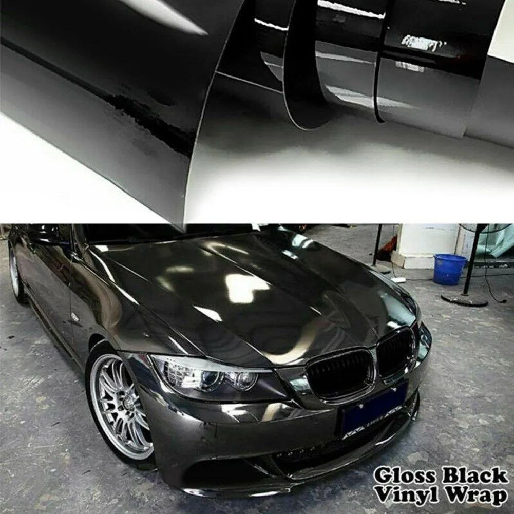 150x30 см Автомобильная виниловая пленка без пузырьков воздуха черная глянцевая