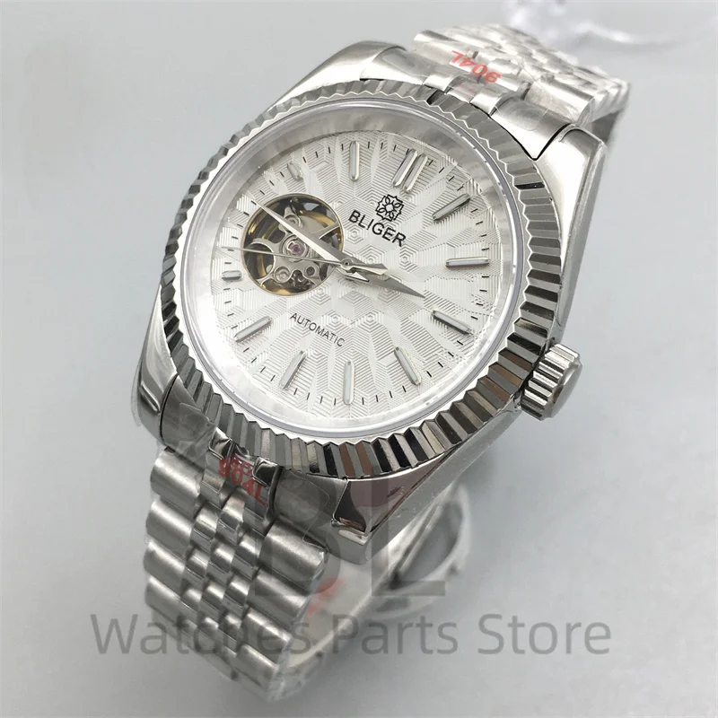 Мужские часы BLIGER 36 мм/39 мм NH38 рифленый безель из нержавеющей стали сапфировое