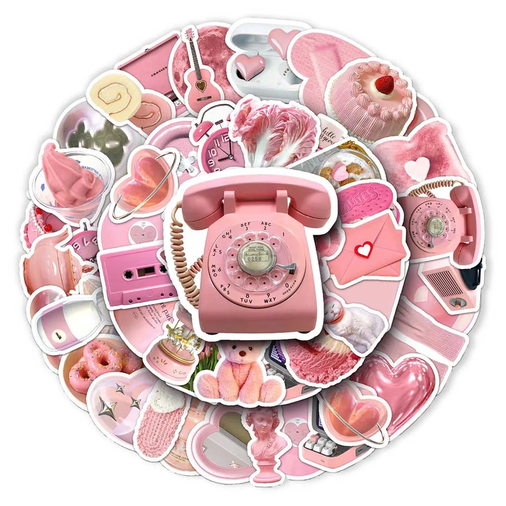 

10/50pcs Pink Ins Style DIY Graffiti Stickers Pack Scrapbooking Stationery Skateboard Luggage Laptop Wall Decorative Girl Decals