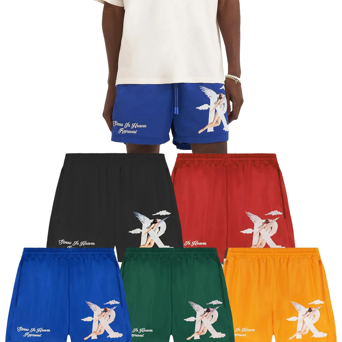 

Street fashion Storms In Heaven Shorts high street drawstring beach pants men's and women's loose five-point pants sports shorts