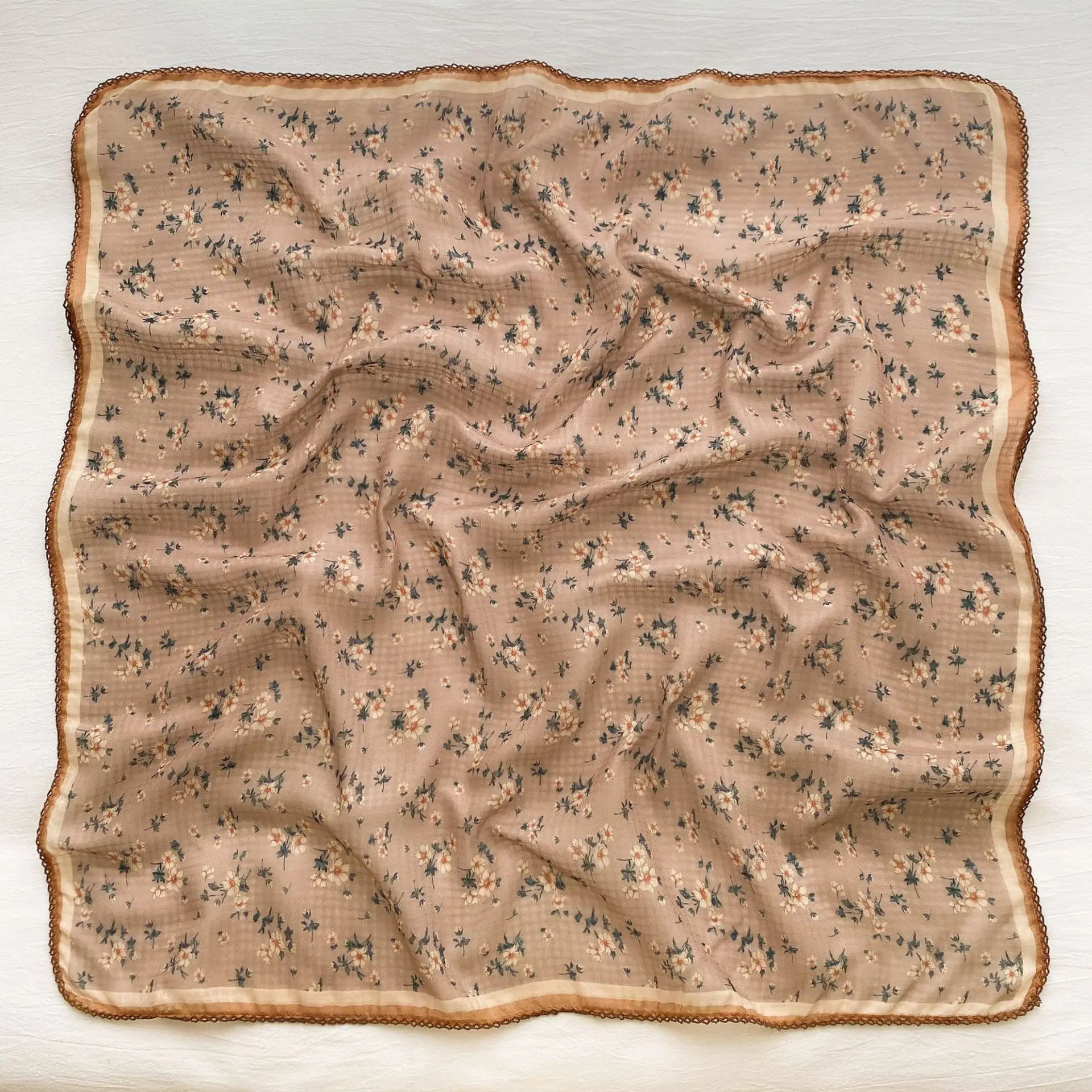 Женский хлопковый льняной шарф с принтом 90x90 см |