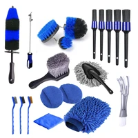20pcs cleaning kit detail brush electric drill brush sponge tire brush duster air outlet brush car wash gloves car wipe
