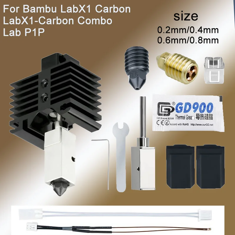 

For bambu lab Hotend 550℃ Heater Block Hardened Steel Nozzle For Bambu Lab X1 Carbon X1-Carbon Combo P1P 3D Printer Part