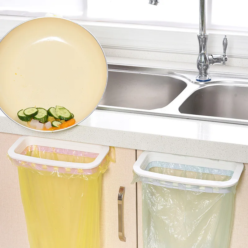 

Portable PlasticTrash Garbage Hanging Bag Kitchen Storage Rack Bag Hook Pad Dry Shelf Holder Kitchen Organzier