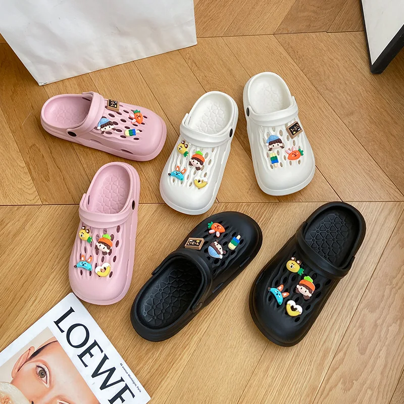 Summer Women Slippers Non-slip EVA Soft Bottom Shoes Sandals Home Slippers Clogs Shoes Buckle Accessories All-match Cute Shoes