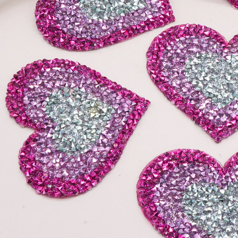 

Gradual Heart Shaped Hot Fix Rhinestone Patches Iron On Embroidered Patch Diy Clothes Bride Wedding Dress Accessories