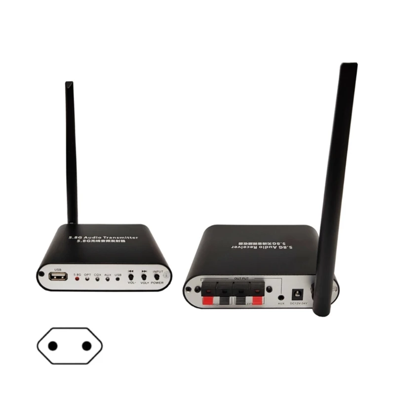 

Беспроводной музыкальный передатчик-приемник 5,1-канальный оптический коаксиальный объемный звук и AUX 2x40 Вт усилитель фоновая