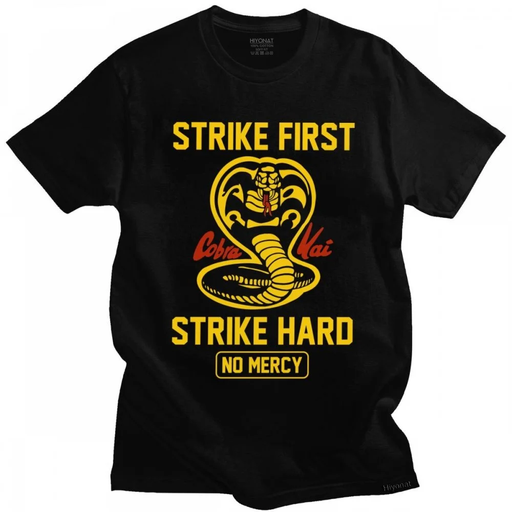 

Strike Fight Cobra Kai The Karate Kid T Shirt Men Cotton Urban T-shirt Short Sleeved Japanese Kung Fu Martial Arts Tee Clothing
