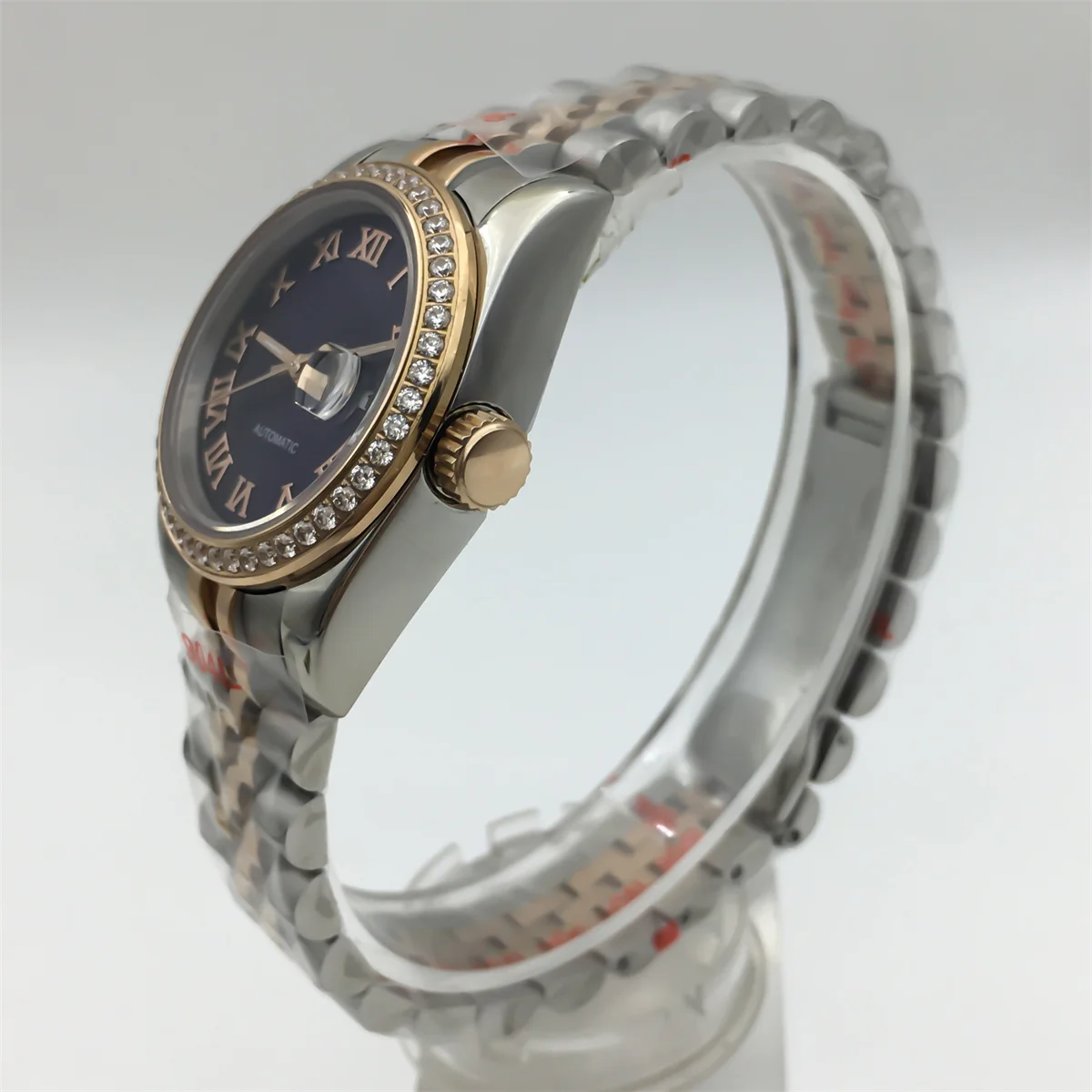 BLIGER 31 мм двухцветные женские часы из розового золота NH05 с сапфировым стеклом Sunburst