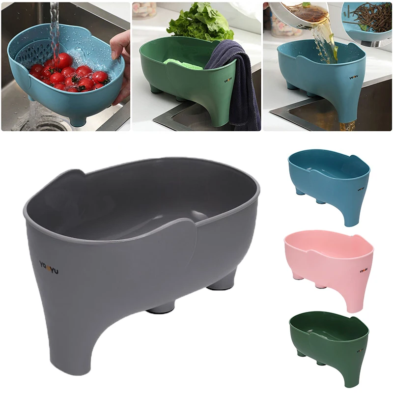 

Fruit Basket Plastic Basket Elephant Drain Vegetable Kitchen Household Kitchen Basket Storage Multi-functional Drain