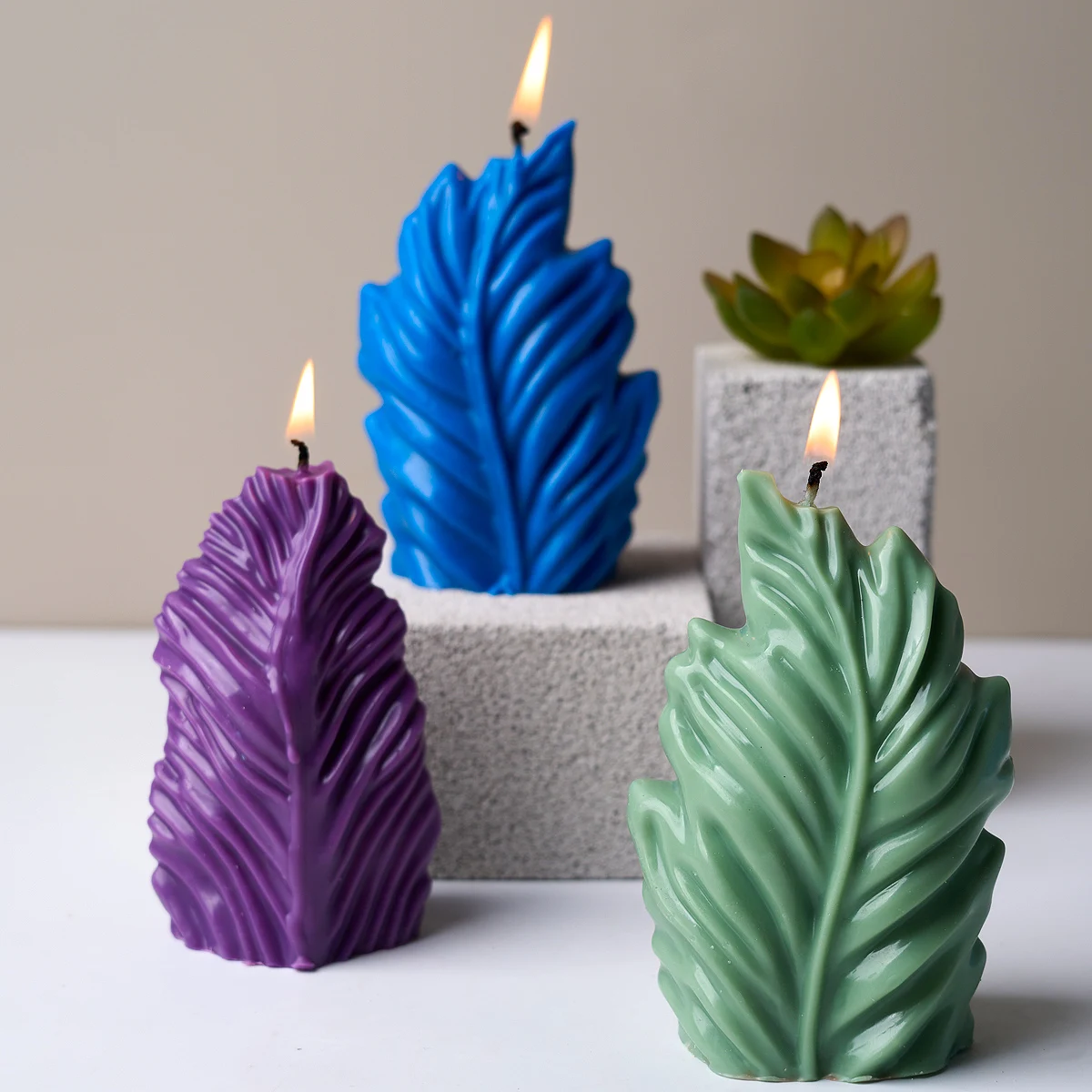 Силиконовая форма в виде листа для свечи сделай сам ручная работа Геометрическая