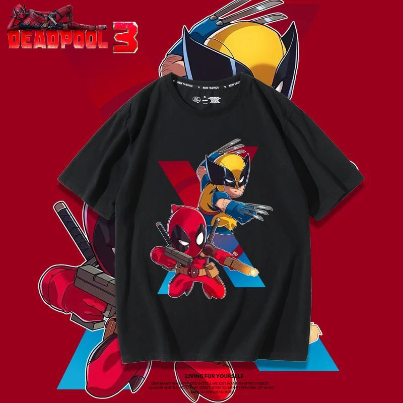Летние мужские хлопковые топы для фитнеса с коротким рукавом и принтом Дэдпула 3