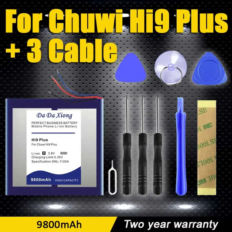 For Chuwi Hi9 Plus Hi9Plus Tablet Battery NewBattery 3.8V 9800mAh Replacement 3 Cable Cords + Tools |