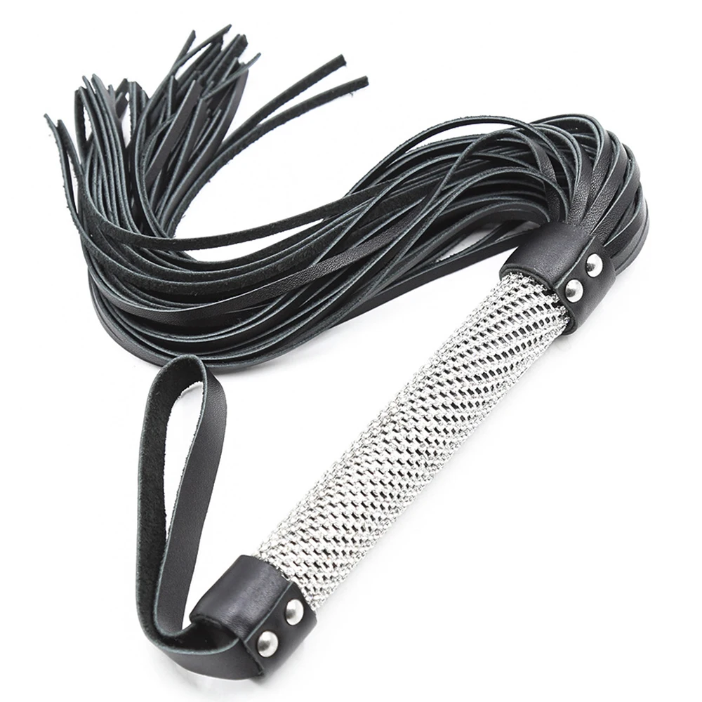 Crystal Handle Handwork Make Genuine Leather Tassel COW LEATHER Whip，Horse Whip